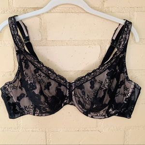 Black Lace Balconette Cacique Bra 42D Underwire